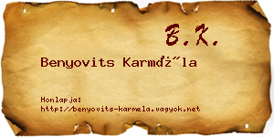 Benyovits Karméla névjegykártya